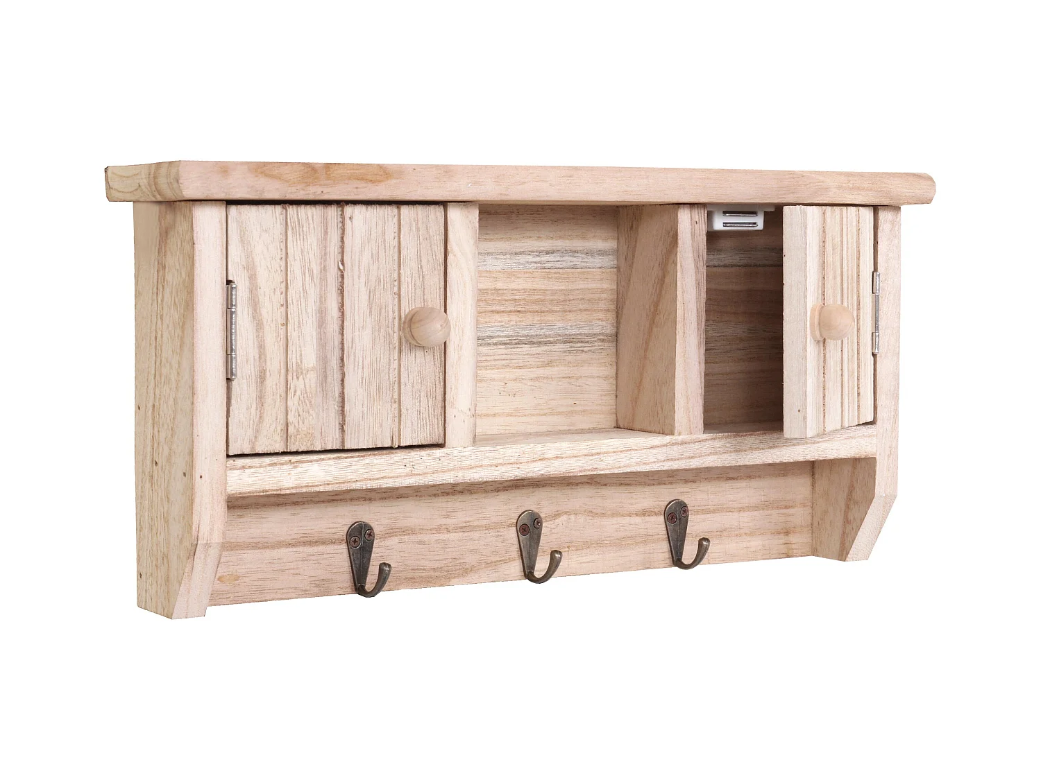 Porte-clés mural avec portes bois marron 40 x 8 x 19 cm 04_0003589