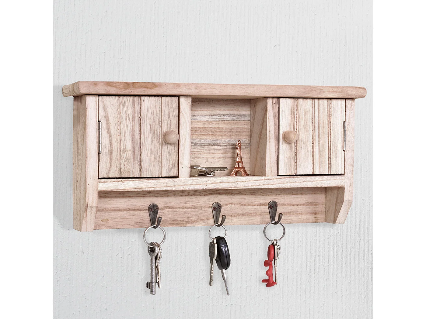 Porte-clés mural avec portes bois marron 40 x 8 x 19 cm 04_0003589