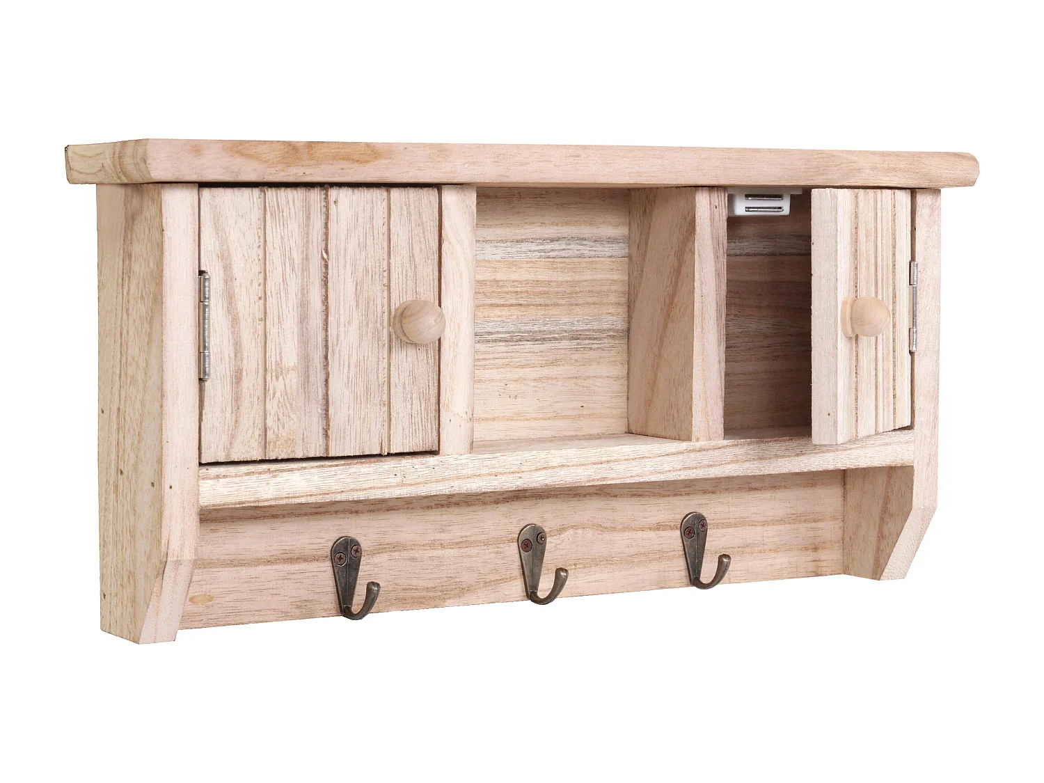 Porte-clés mural avec portes bois marron 40 x 8 x 19 cm 04_0003589