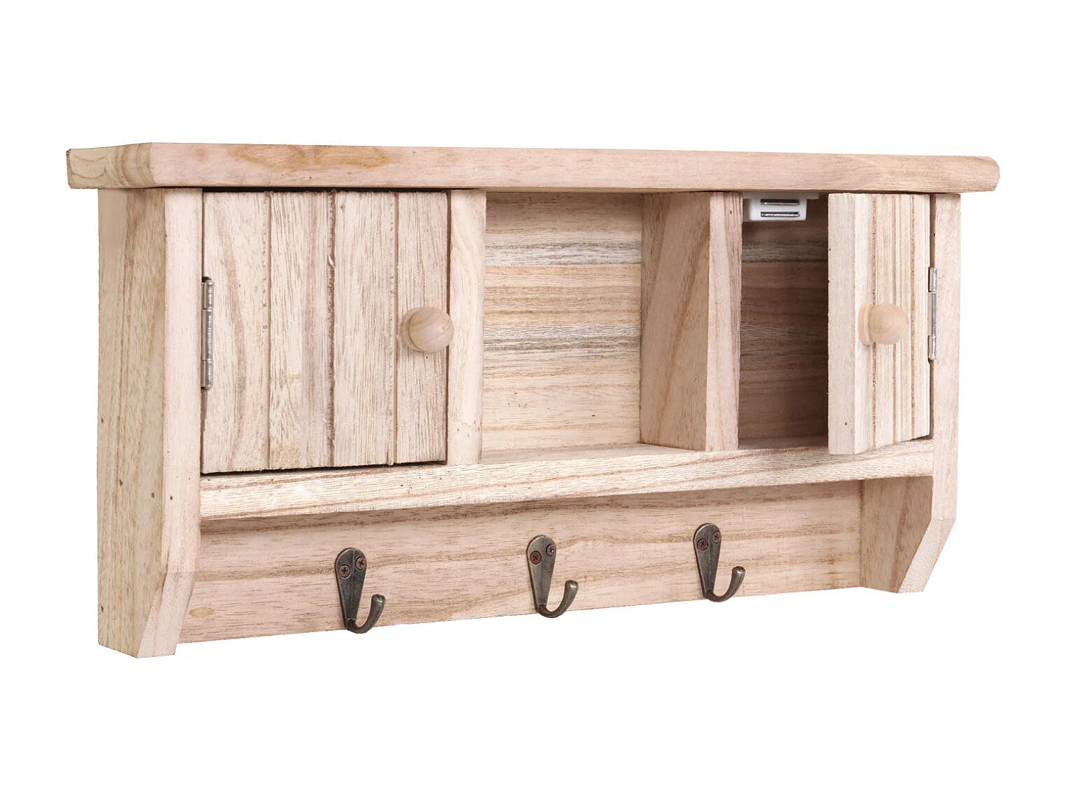 Porte-clés mural avec portes bois marron 40 x 8 x 19 cm 04_0003589