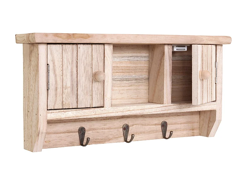Porte-clés mural avec portes bois marron 40 x 8 x 19 cm 04_0003589
