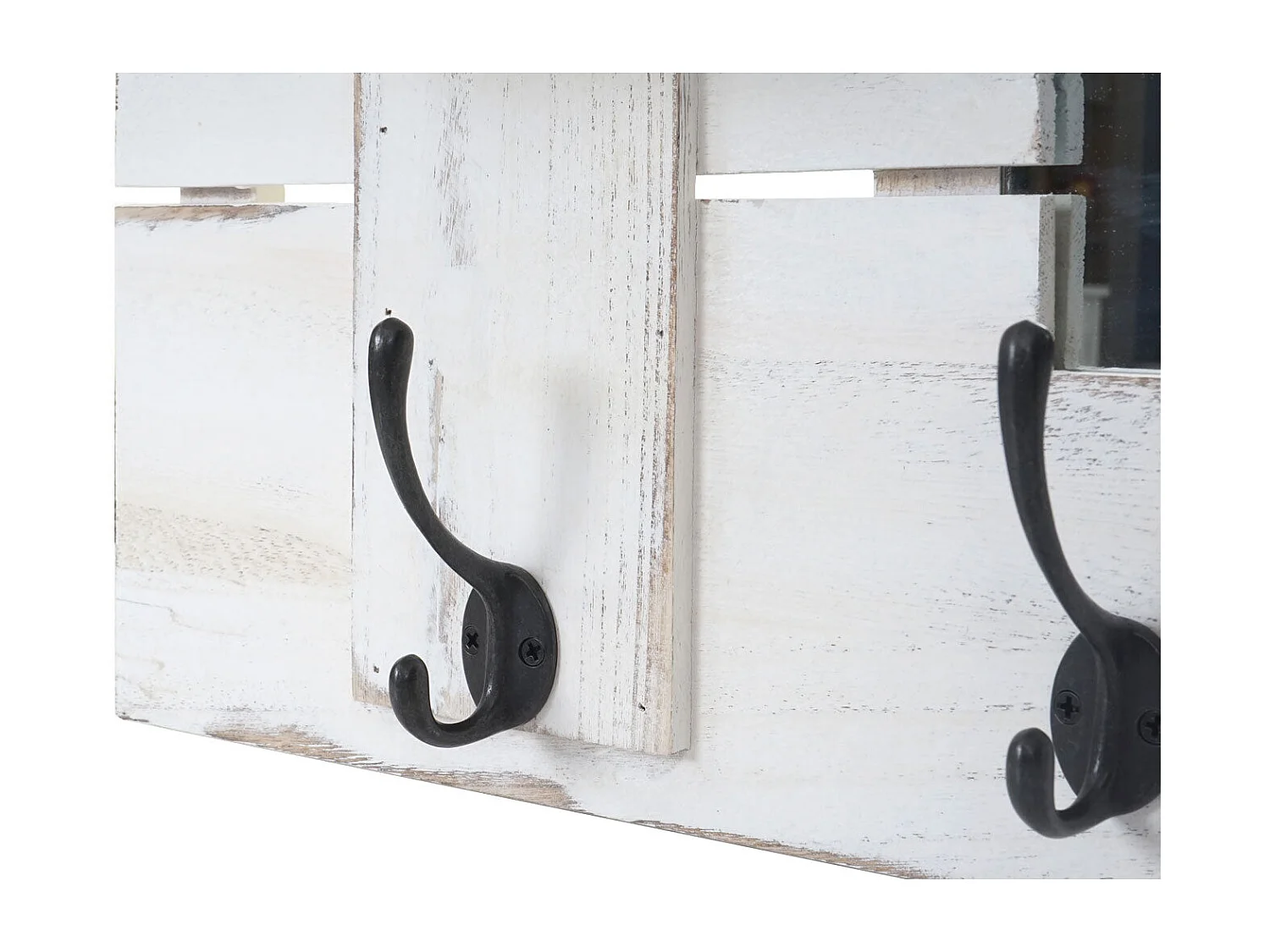 Porte manteau mural miroir bois blanche 90 x 14.5 x 60 cm 04_0000997