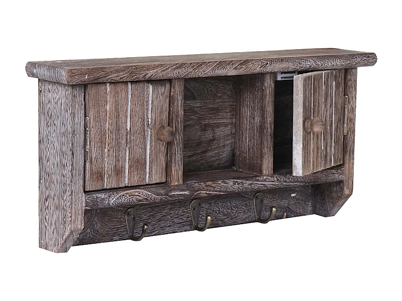 Porte-clés meuble d'entrée mural bois marron 40 x 8 x 19 cm 04_0002454