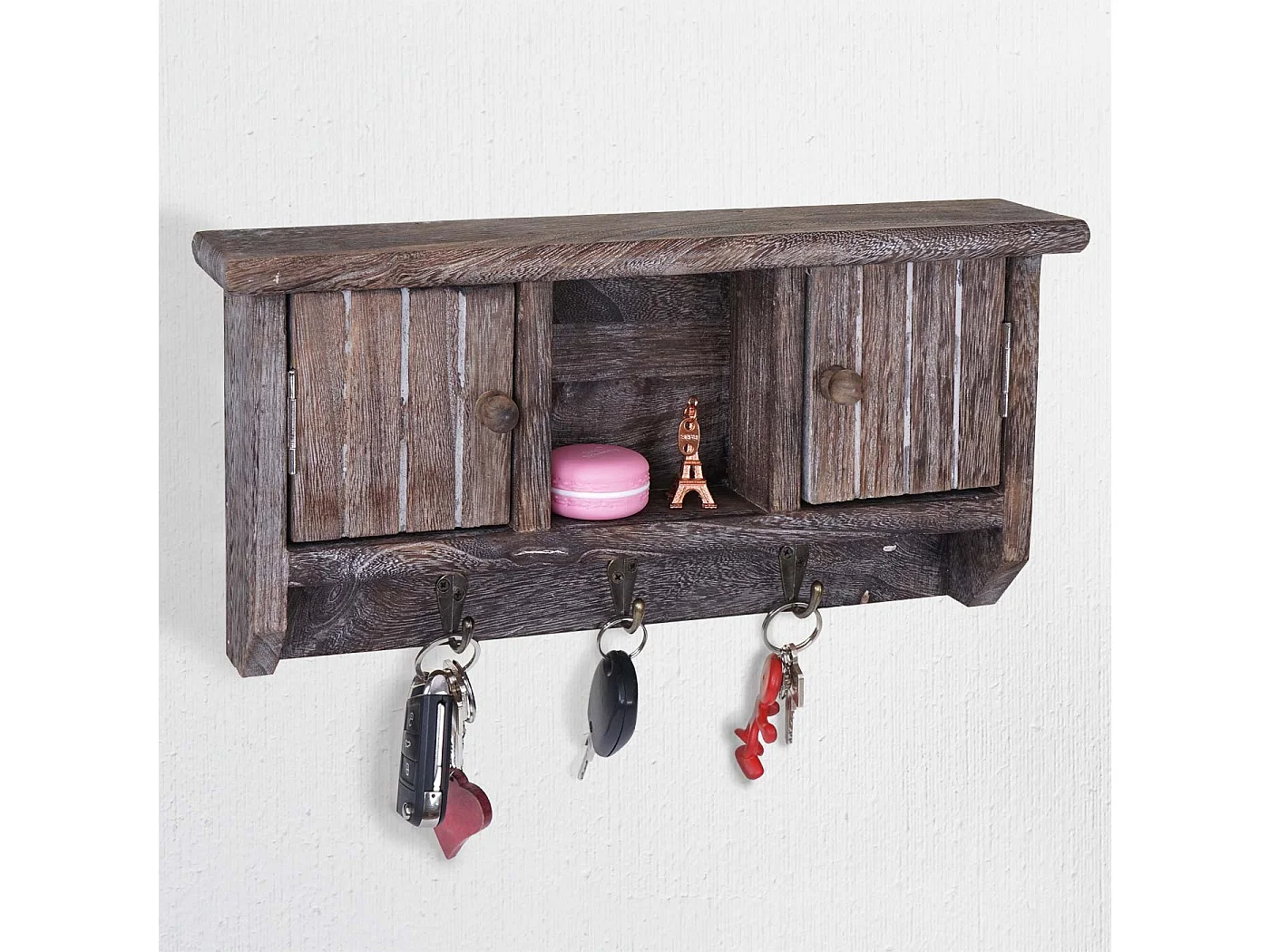 Porte-clés meuble d'entrée mural bois marron 40 x 8 x 19 cm 04_0002454