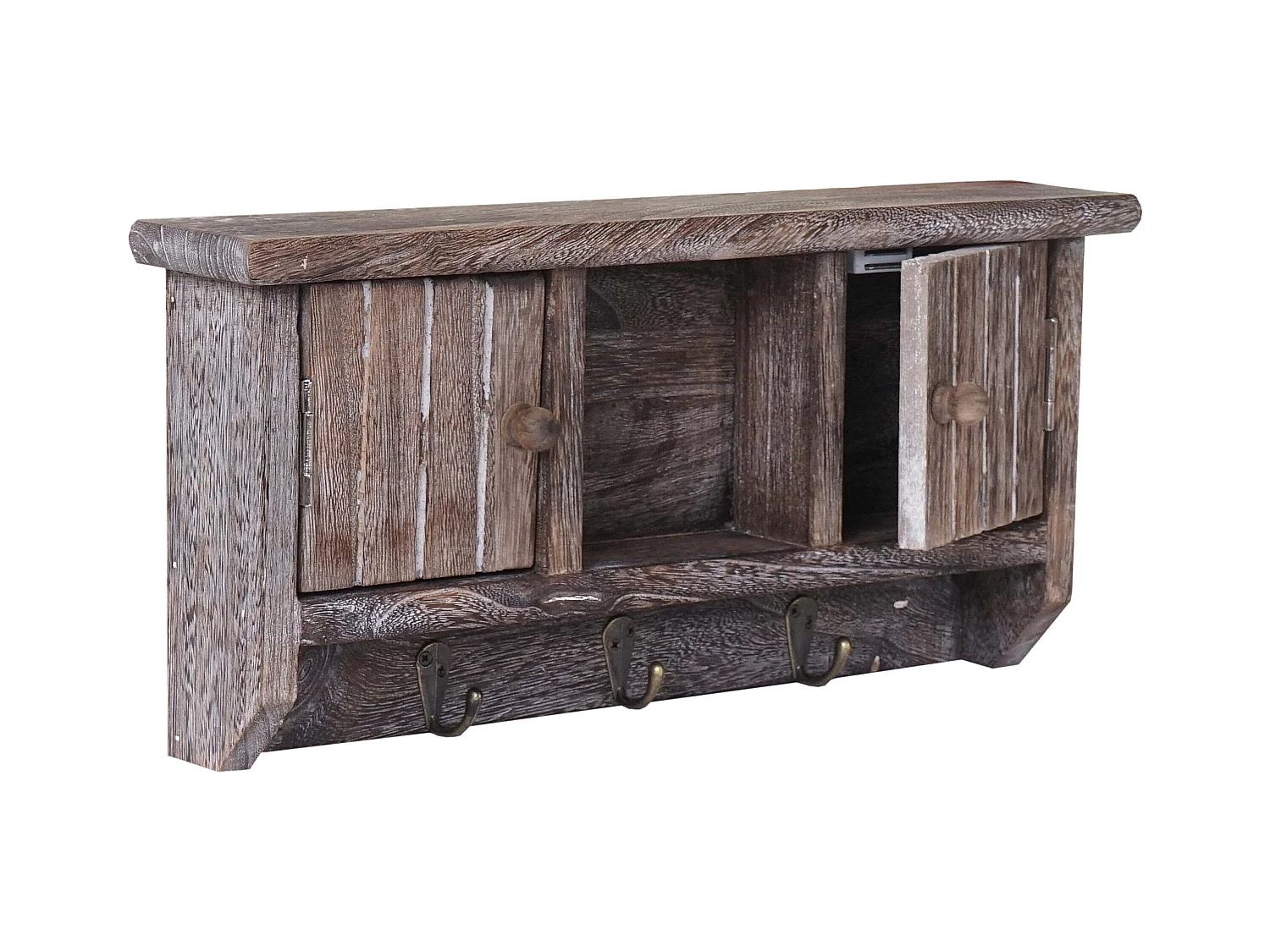 Porte-clés meuble d'entrée mural bois marron 40 x 8 x 19 cm 04_0002454