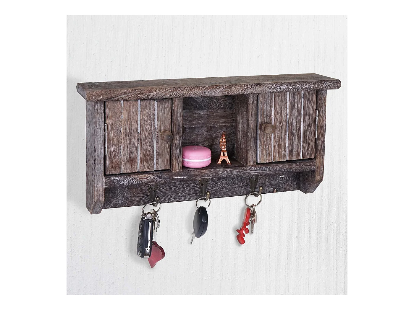 Porte-clés meuble d'entrée mural bois marron 40 x 8 x 19 cm 04_0002454