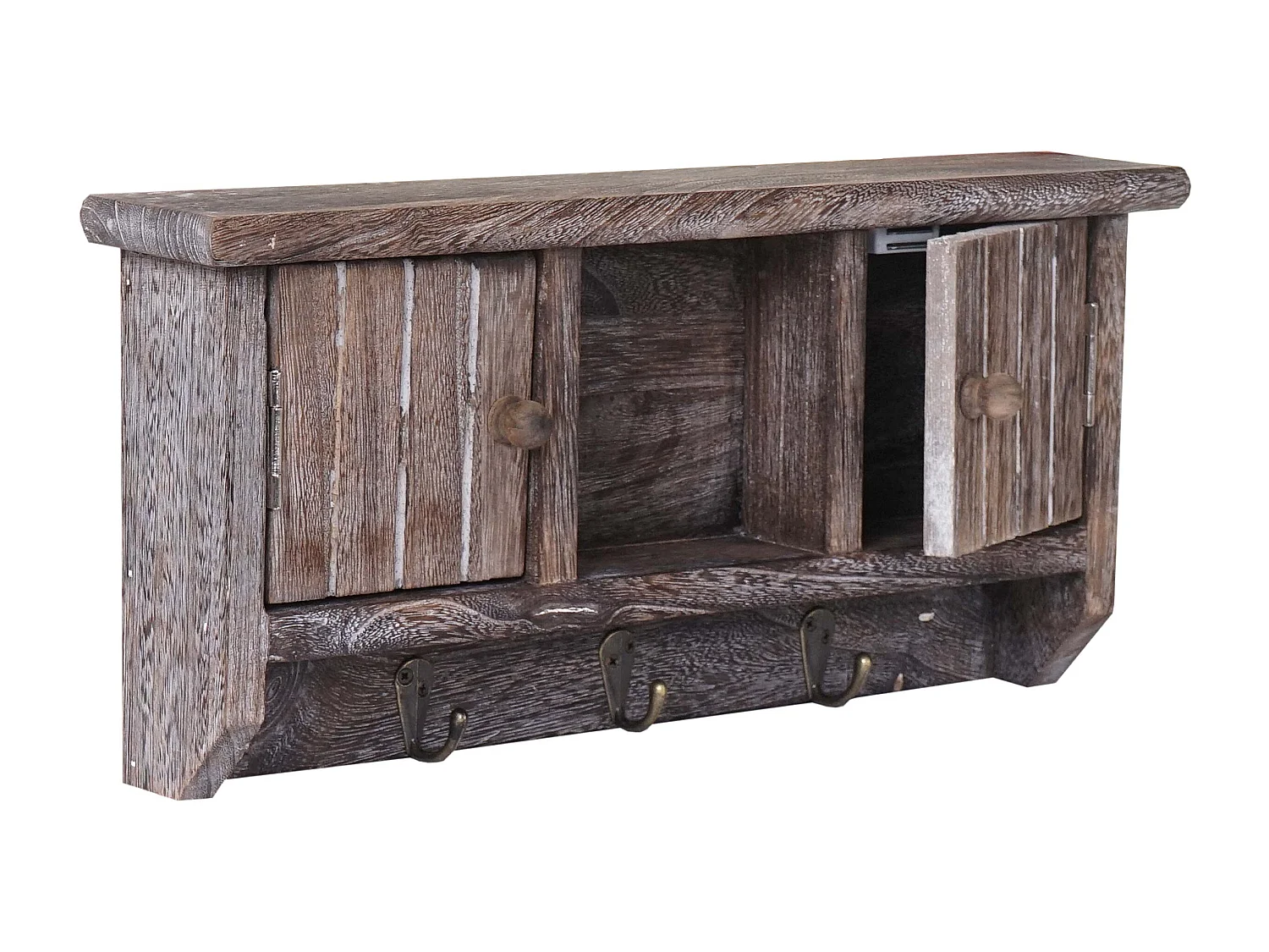 Porte-clés meuble d'entrée mural bois marron 40 x 8 x 19 cm 04_0002454