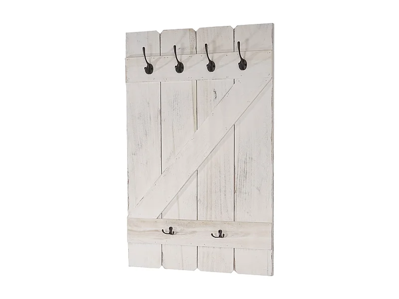 Porte-manteau mural panneau avec bois blanche 60 x 10 x 91 cm 04_0001012