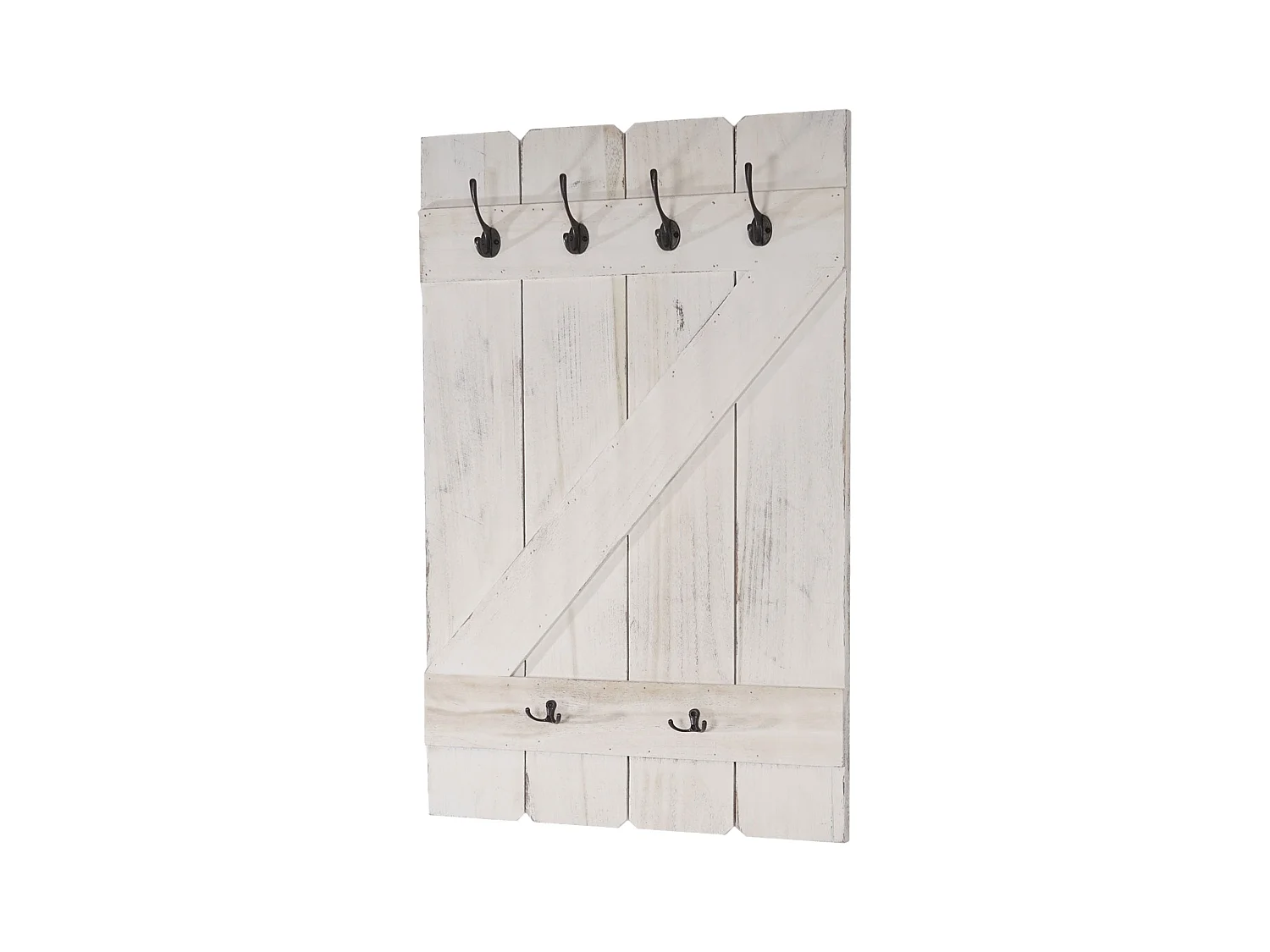 Porte-manteau mural panneau avec bois blanche 60 x 10 x 91 cm 04_0001012