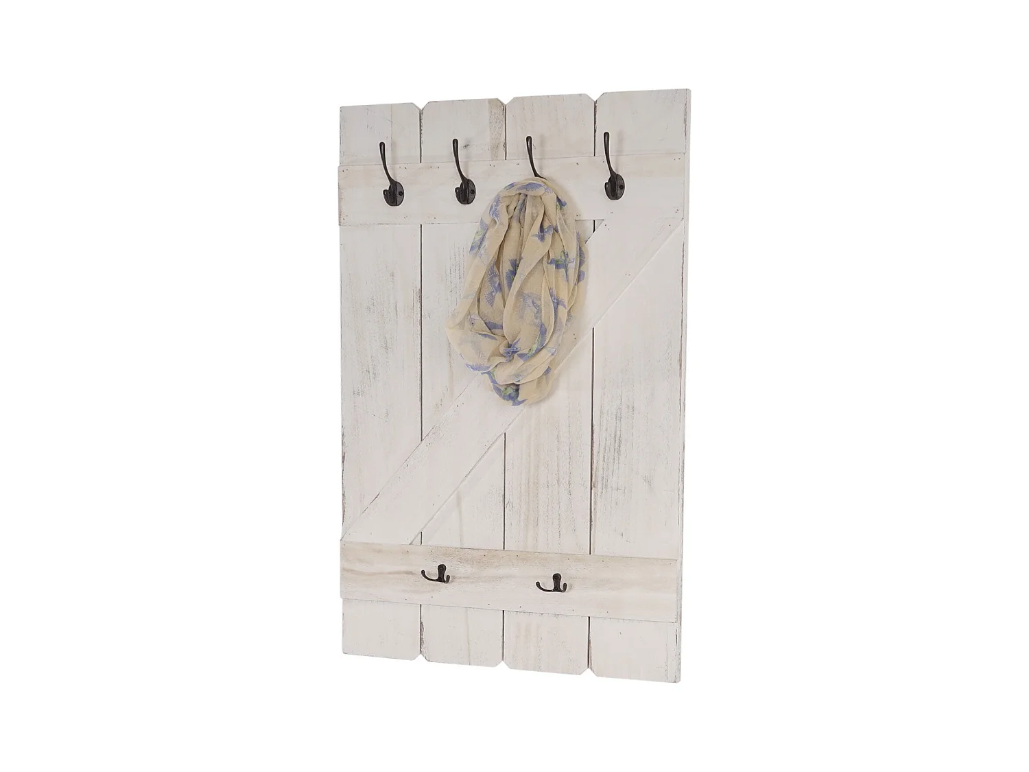 Porte-manteau mural panneau avec bois blanche 60 x 10 x 91 cm 04_0001012