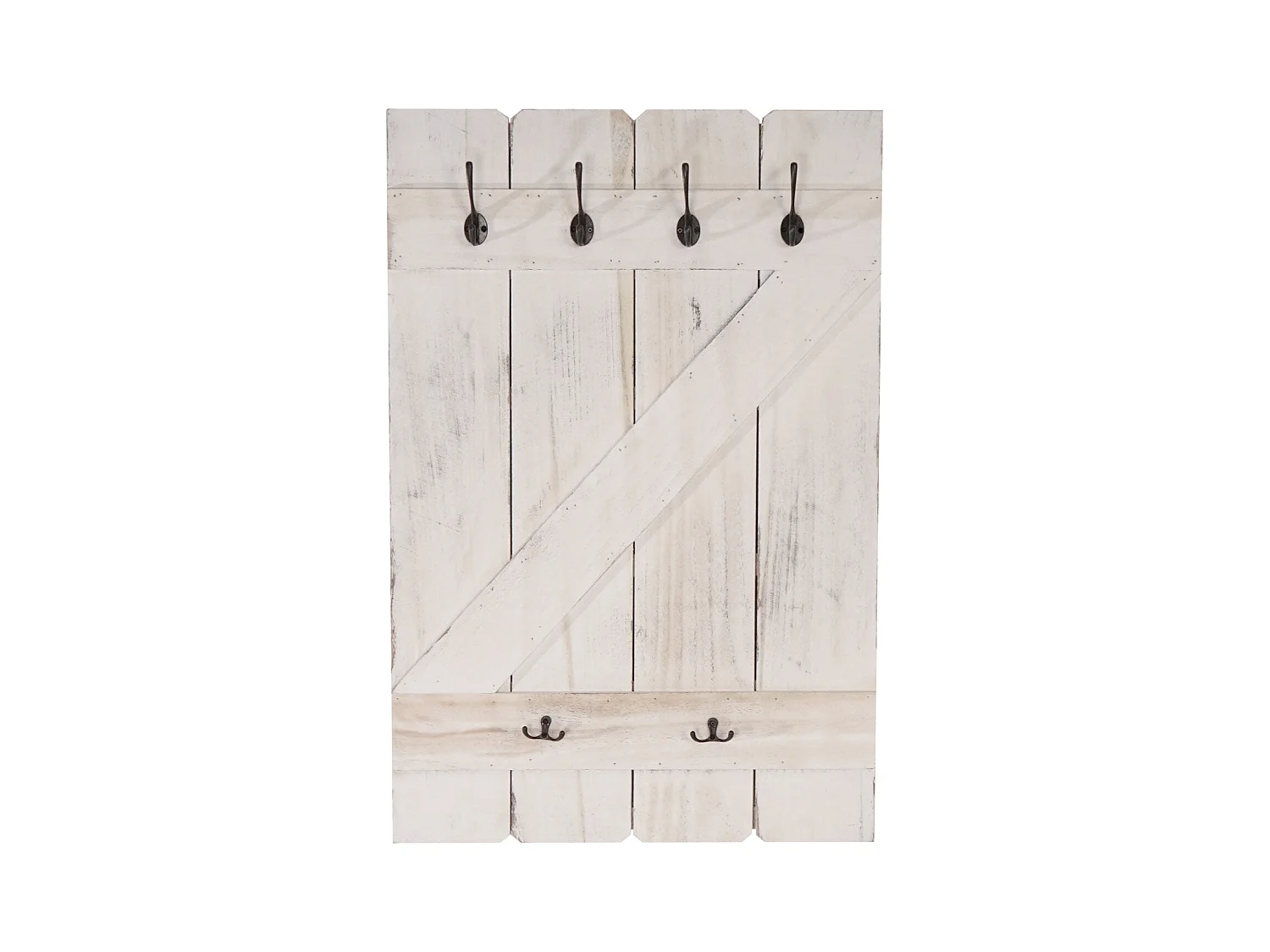 Porte-manteau mural panneau avec bois blanche 60 x 10 x 91 cm 04_0001012