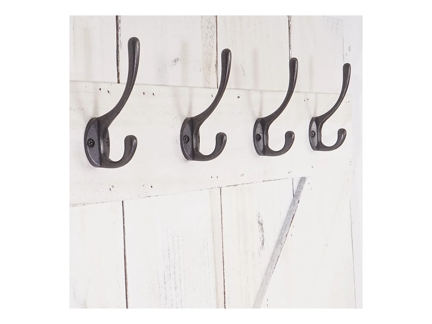 Porte-manteau mural panneau avec bois blanche 60 x 10 x 91 cm 04_0001012