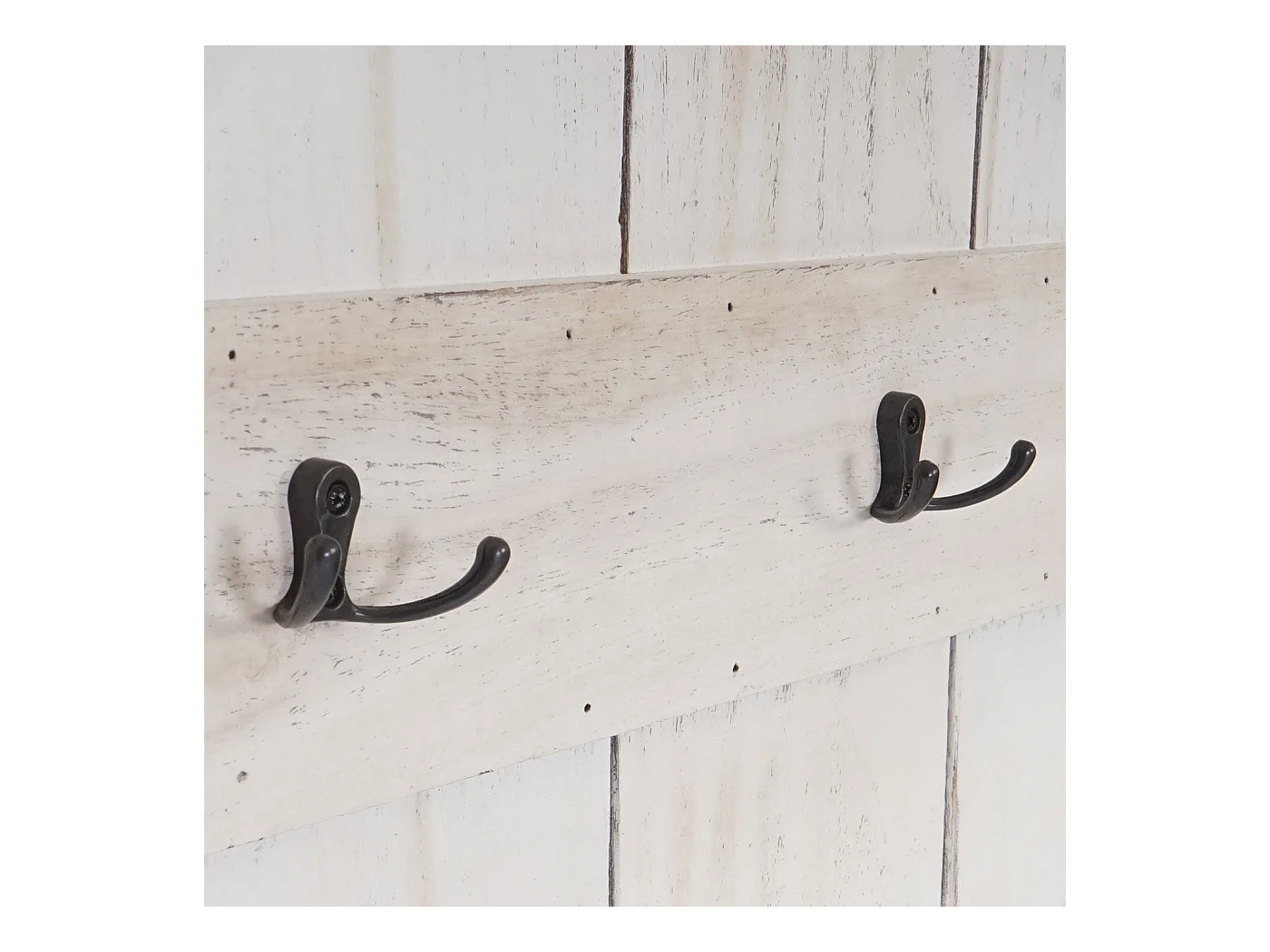 Porte-manteau mural panneau avec bois blanche 60 x 10 x 91 cm 04_0001012