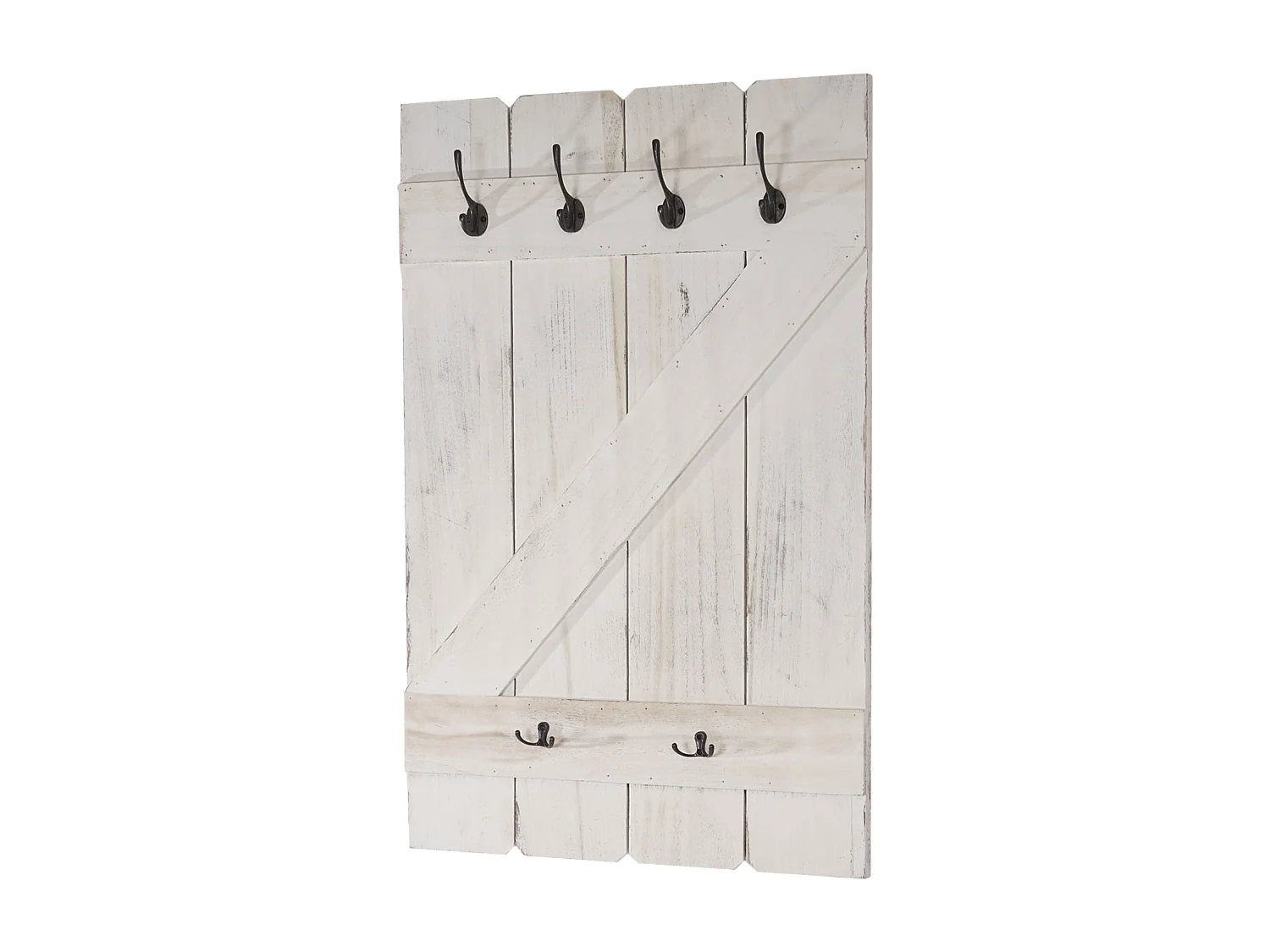 Porte-manteau mural panneau avec bois blanche 60 x 10 x 91 cm 04_0001012