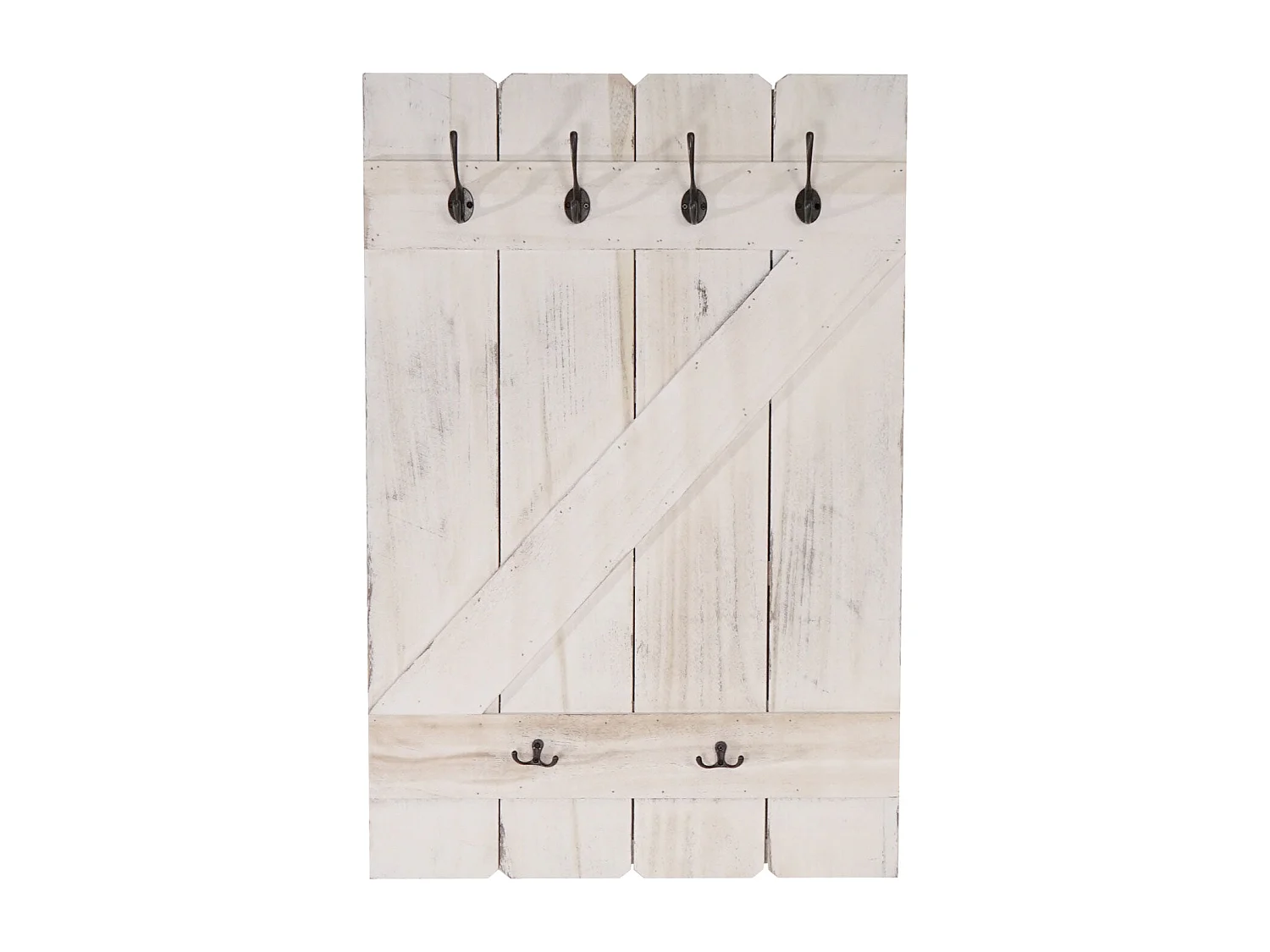 Porte-manteau mural panneau avec bois blanche 60 x 10 x 91 cm 04_0001012