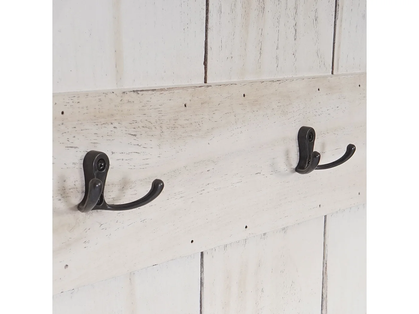 Porte-manteau mural panneau avec bois blanche 60 x 10 x 91 cm 04_0001012