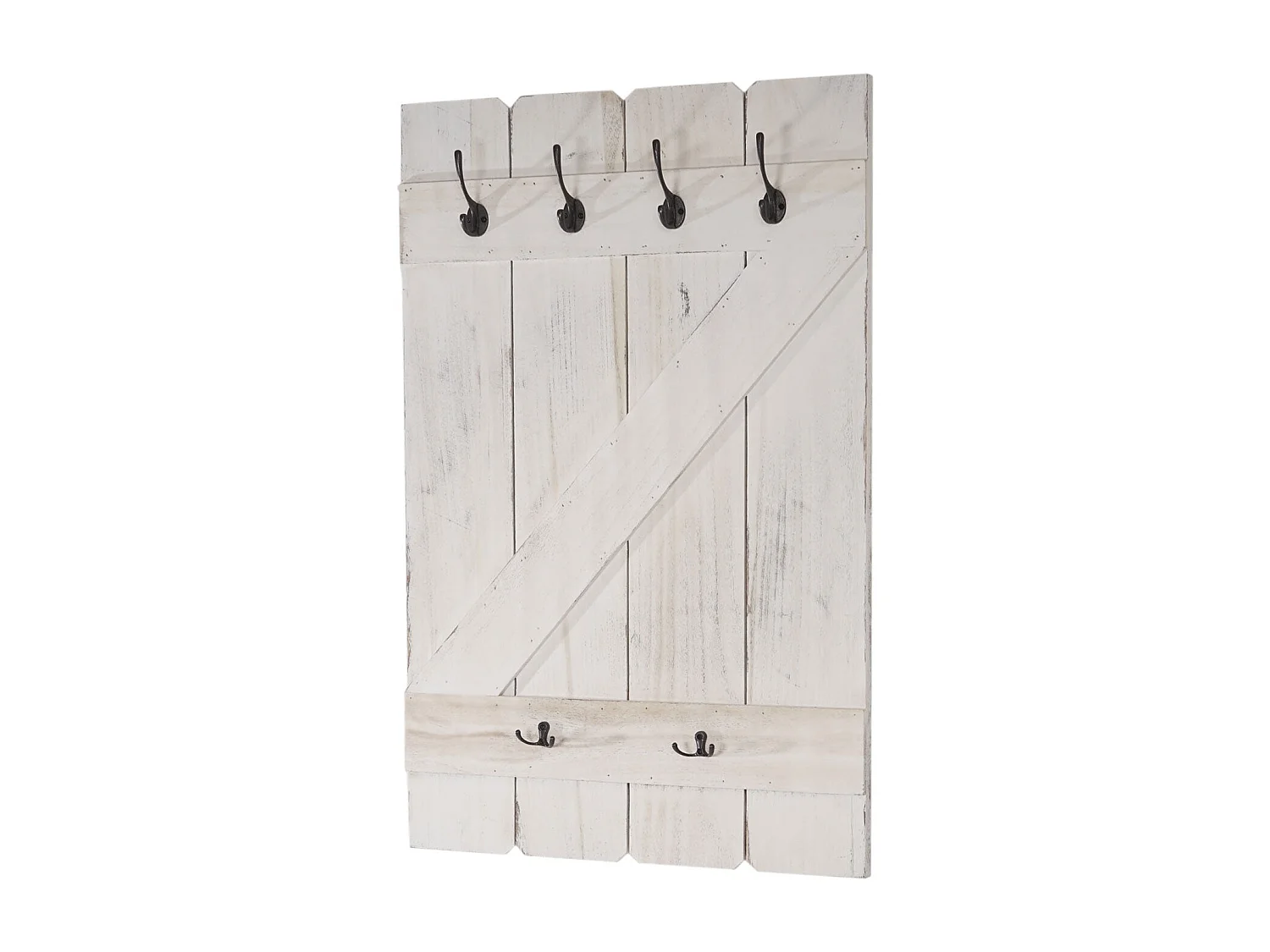 Porte-manteau mural panneau avec bois blanche 60 x 10 x 91 cm 04_0001012