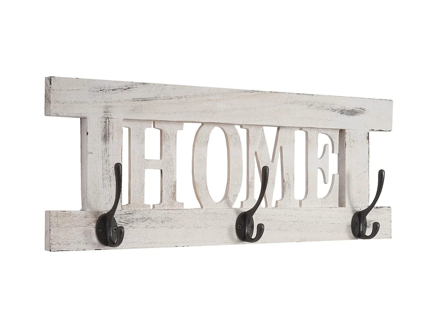 Porte-manteau mural patère en bois blanche 55 x 1.5 x 20.5 cm MED04052