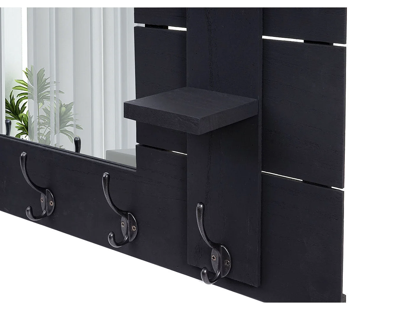 Porte manteau mural miroir bois marron 90 x 60 x 14.5 cm 04_0000996