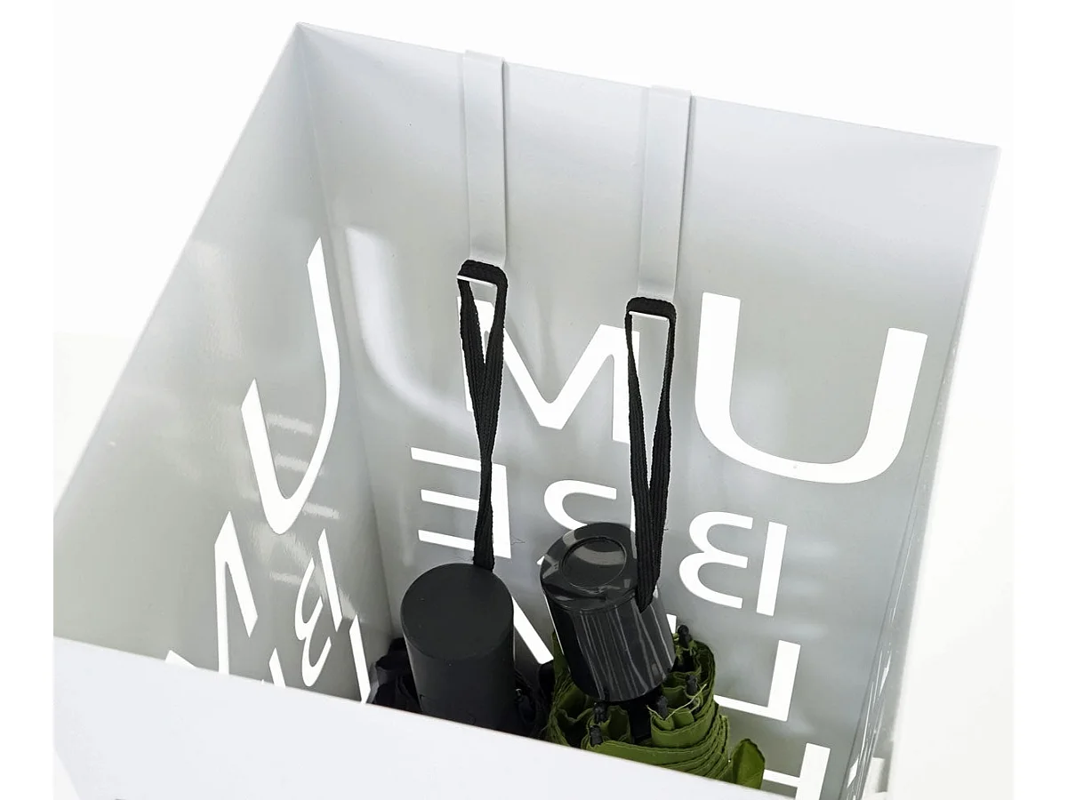 Porte-parapluie carré 55cm motif métal blanche 18 x 18 x 55 cm 04_0004945