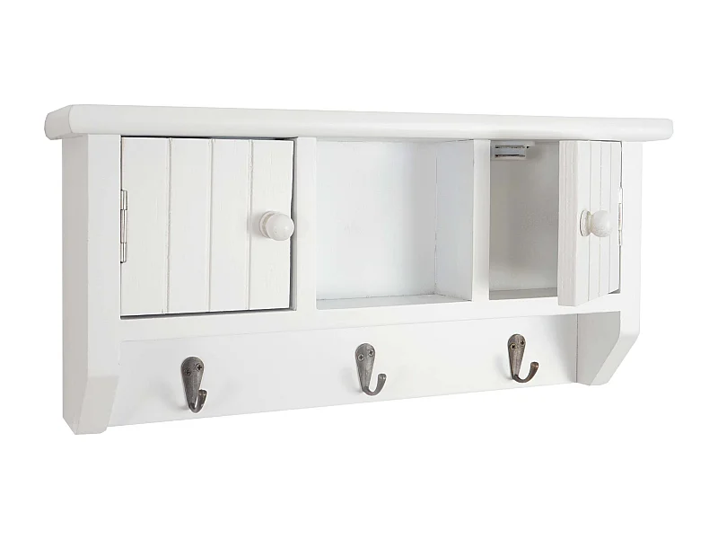 Porte-clés meuble d'entrée mural bois blanche 40 x 8 x 19 cm 04_0003586