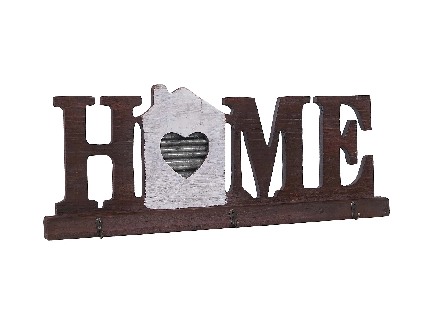 Porte-manteau mural Home avec métal marron 63.5 x 5 x 23.5 cm 04_0000978