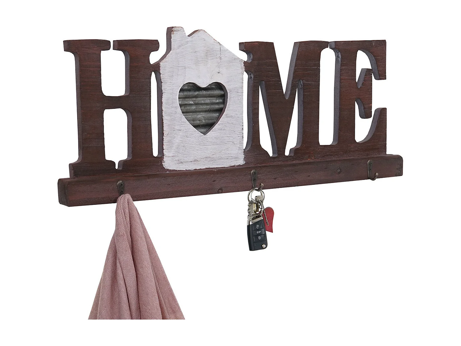 Porte-manteau mural Home avec métal marron 63.5 x 5 x 23.5 cm 04_0000978