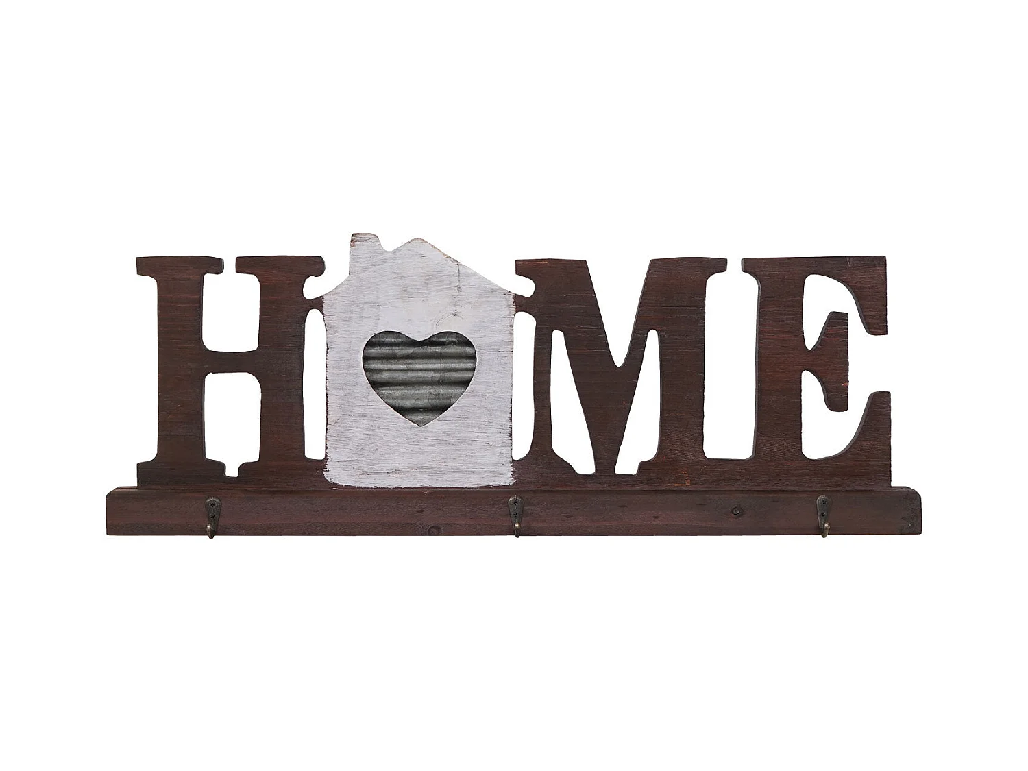 Porte-manteau mural Home avec métal marron 63.5 x 5 x 23.5 cm 04_0000978