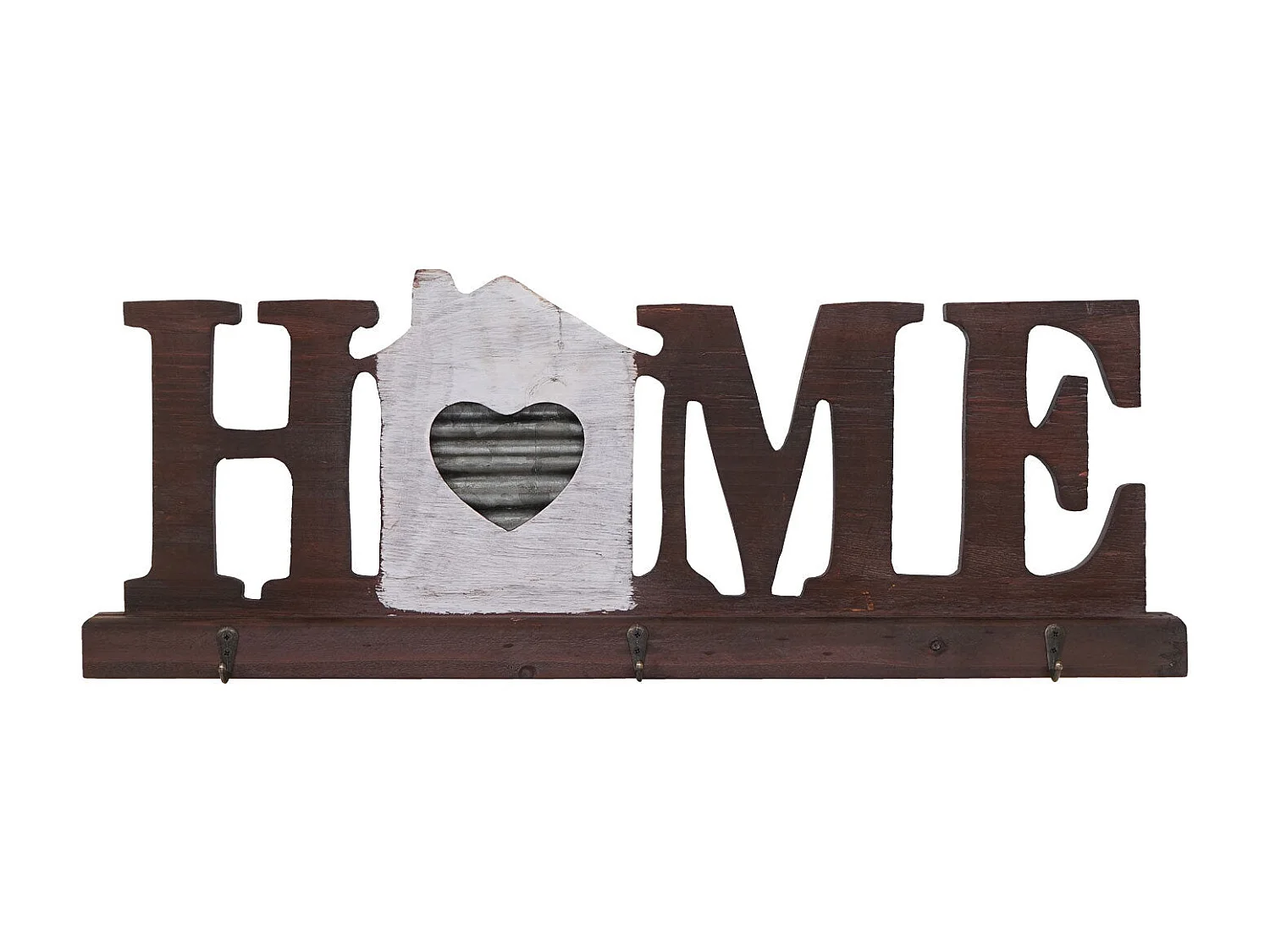 Porte-manteau mural Home avec métal marron 63.5 x 5 x 23.5 cm 04_0000978