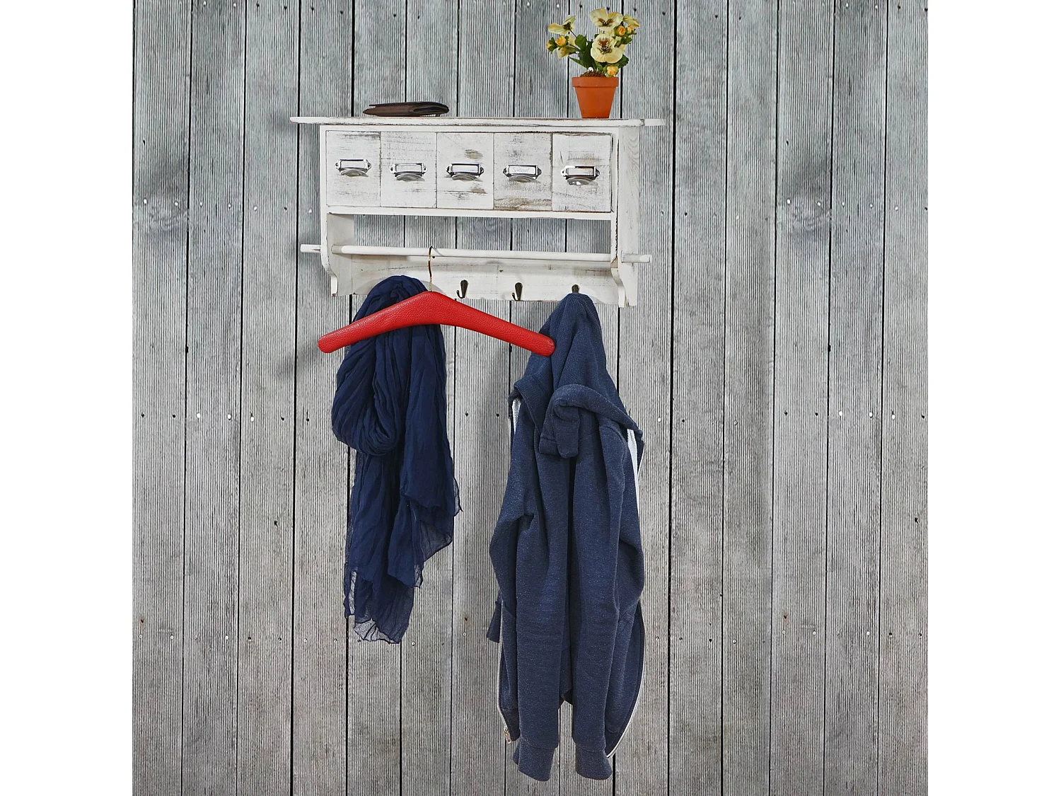 Porte-manteau mural vintage 5 blanche 35 x 17 x 68 cm 04_0005760