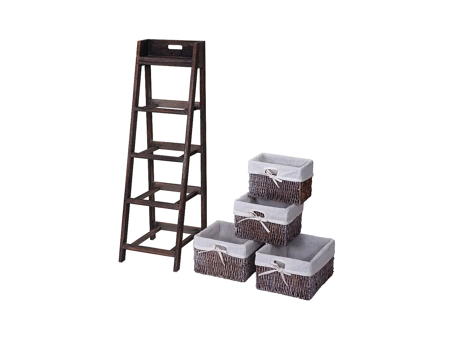 Étagère échelle sur pied bois marron 30 x 35 x 101 cm 04_0002546