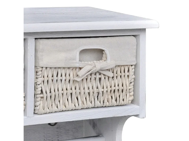 Porte-manteau blanc meuble d'entrée bois blanche 60 x 23 x 33 cm DEC024177