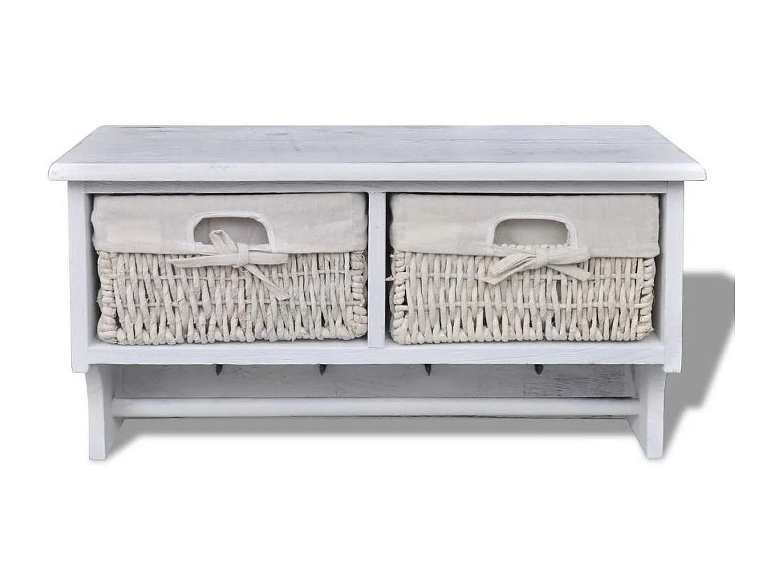 Porte-manteau blanc meuble d'entrée bois blanche 60 x 23 x 33 cm DEC024177