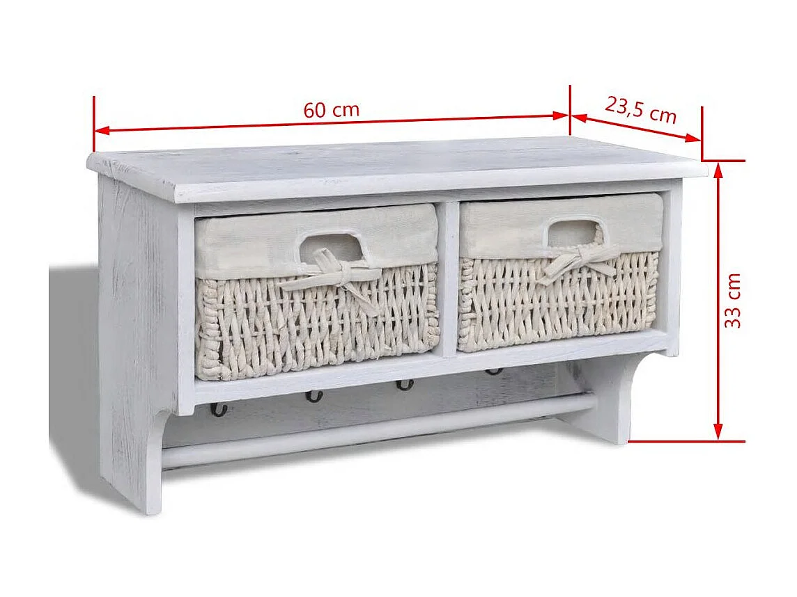 Porte-manteau blanc meuble d'entrée bois blanche 60 x 23 x 33 cm DEC024177