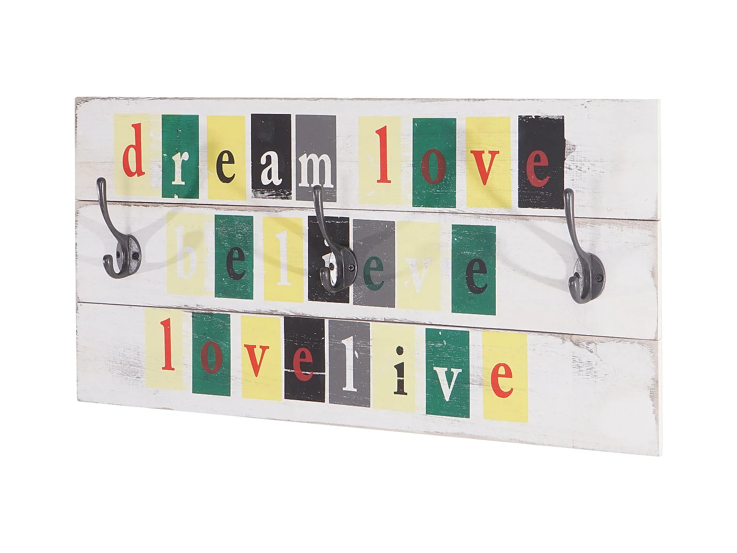 Porte-manteau mural dream-love-believe-Love-Live coloré 60 x 8 x 30 cm 04_0001022