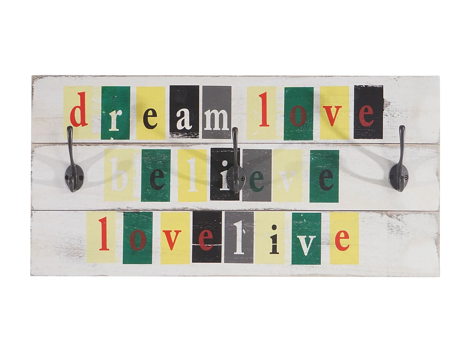 Porte-manteau mural dream-love-believe-Love-Live coloré 60 x 8 x 30 cm 04_0001022