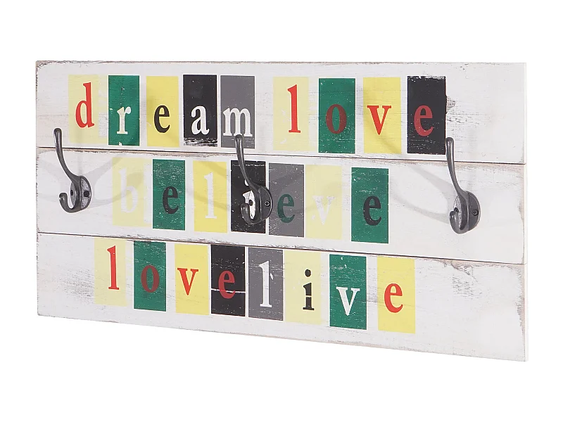 Porte-manteau mural dream-love-believe-Love-Live coloré 60 x 8 x 30 cm 04_0001022
