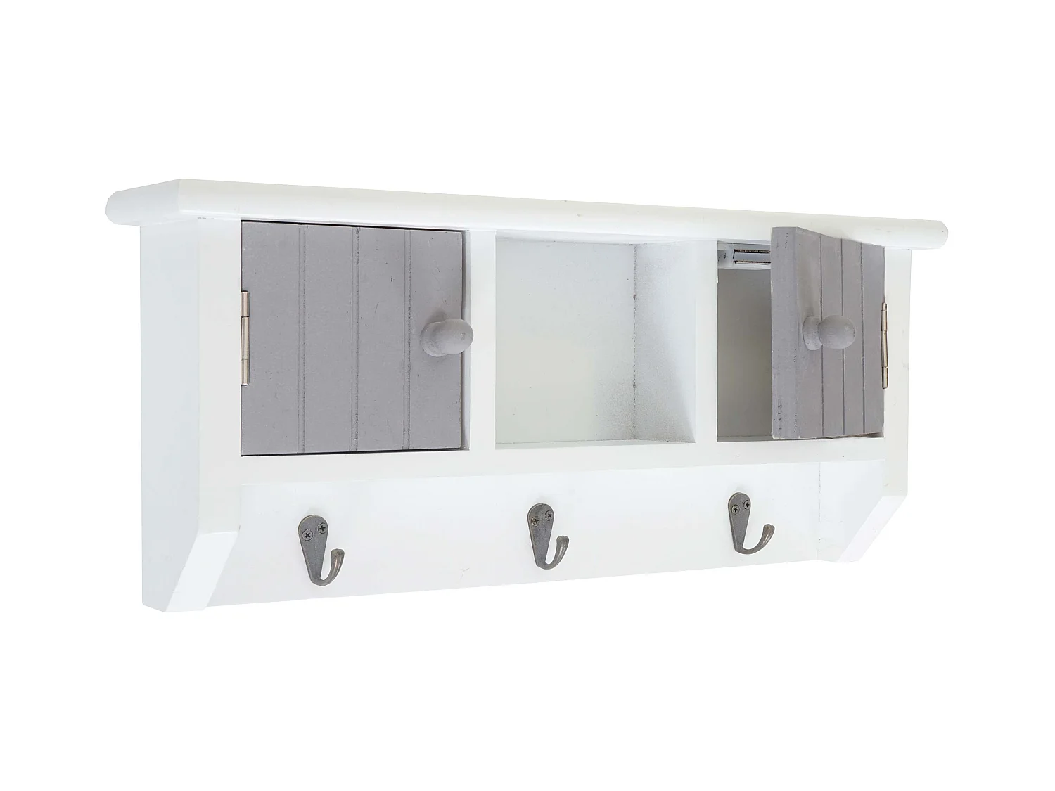 Porte-clés meuble d'entrée mural bois blanche 40 x 8 x 19 cm 04_0003587