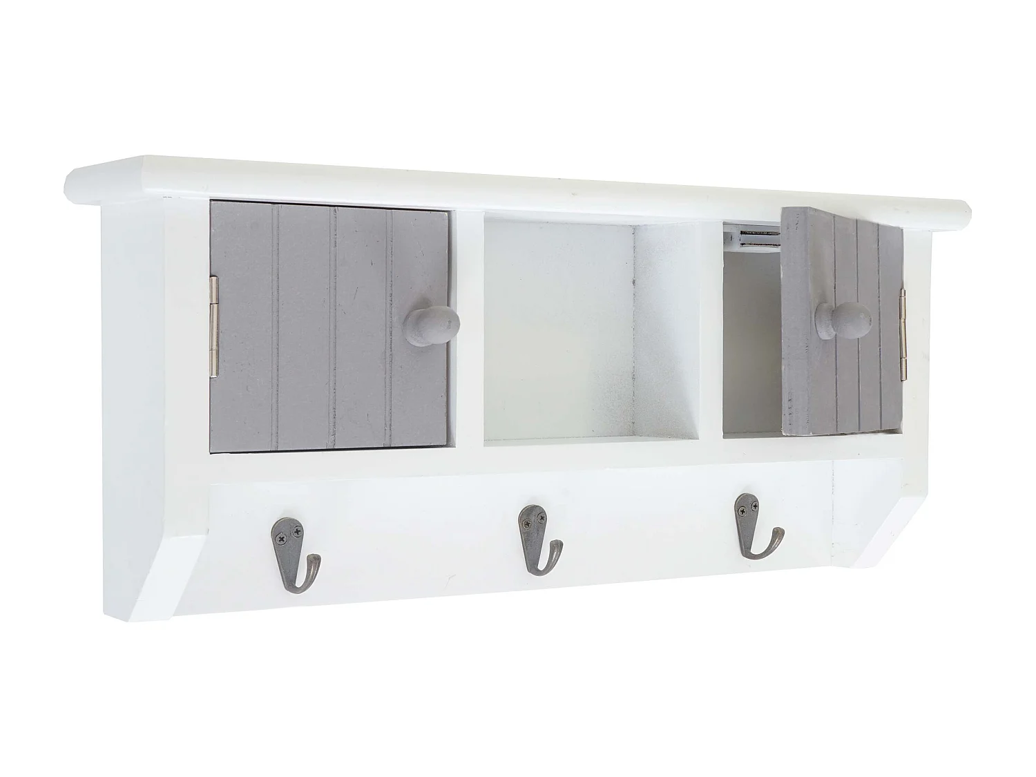 Porte-clés meuble d'entrée mural bois blanche 40 x 8 x 19 cm 04_0003587