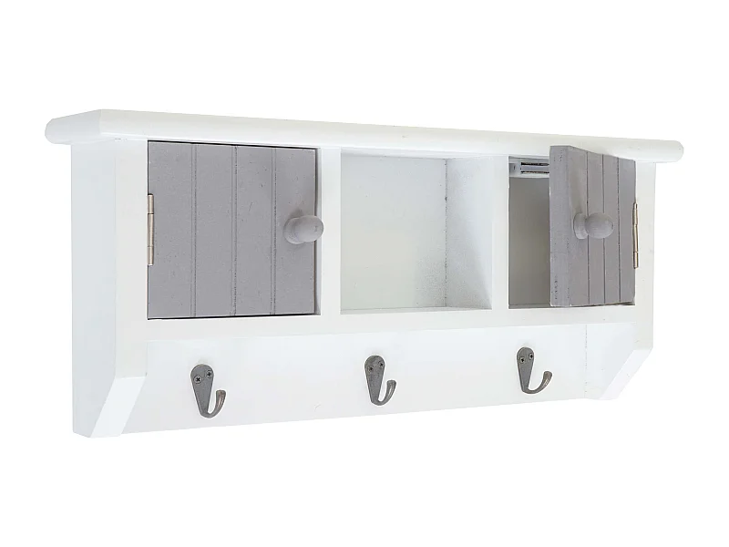 Porte-clés meuble d'entrée mural bois blanche 40 x 8 x 19 cm 04_0003587