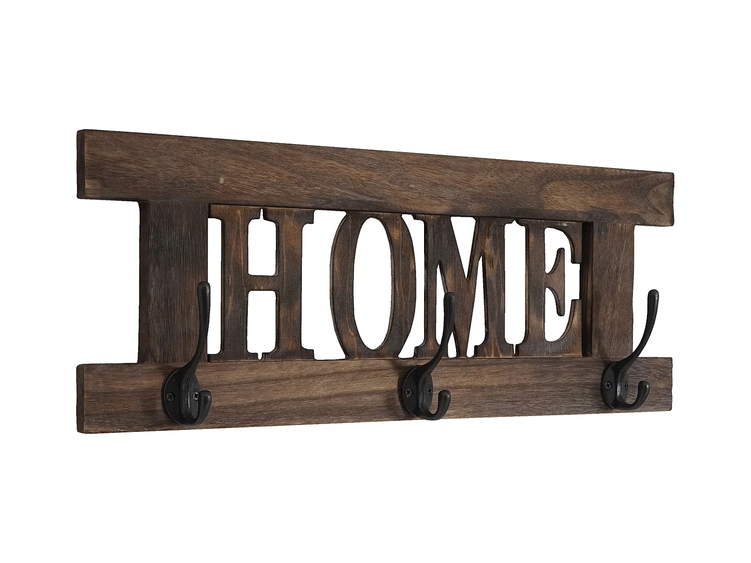 Porte-manteau mural patère en bois marron 55 x 1.5 x 20.5 cm MED04051