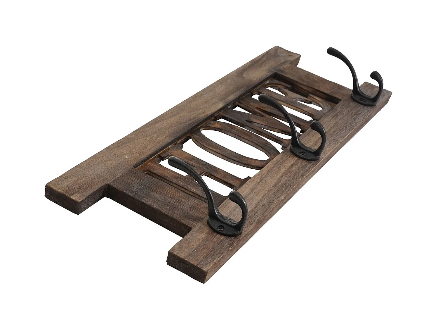 Porte-manteau mural patère en bois marron 55 x 1.5 x 20.5 cm MED04051