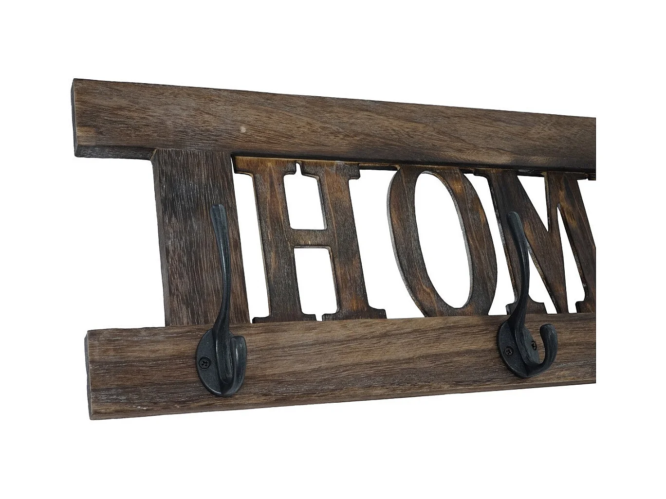 Porte-manteau mural patère en bois marron 55 x 1.5 x 20.5 cm MED04051