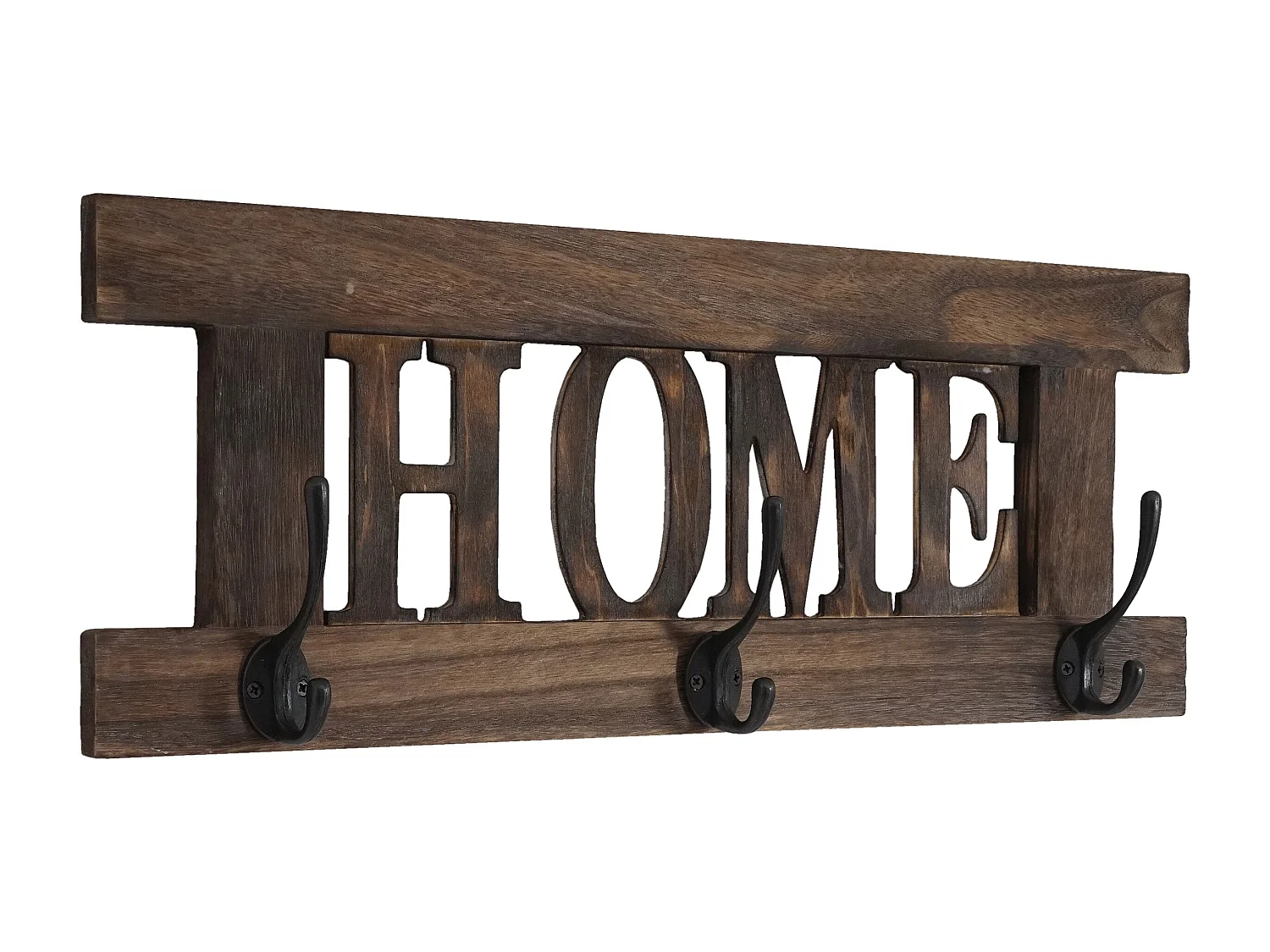 Porte-manteau mural patère en bois marron 55 x 1.5 x 20.5 cm MED04051