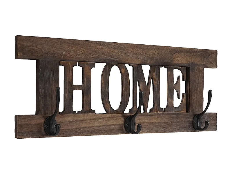 Porte-manteau mural patère en bois marron 55 x 1.5 x 20.5 cm MED04051