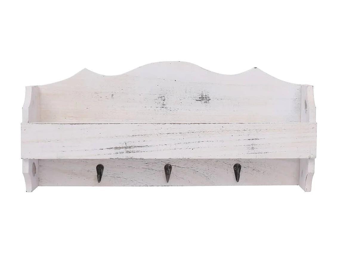 Porte-manteau mural Blanc avec bois blanche 50 x 10 x 23 cm DEC024210