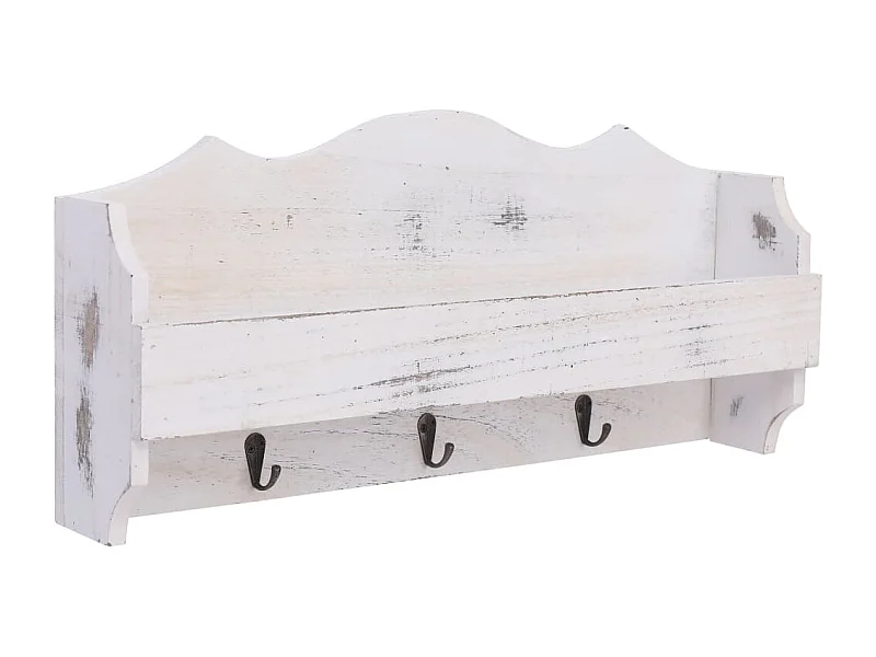 Porte-manteau mural Blanc avec bois blanche 50 x 10 x 23 cm DEC024210