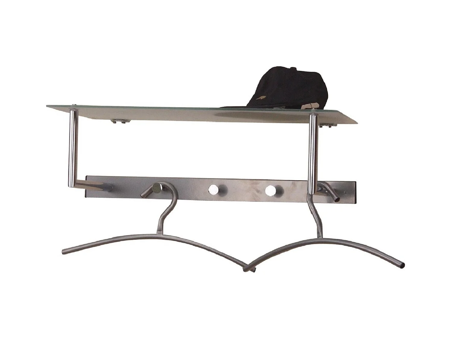 Porte-manteau mural étagère avec métal argentée 60 x 31 x 15 cm MED05077