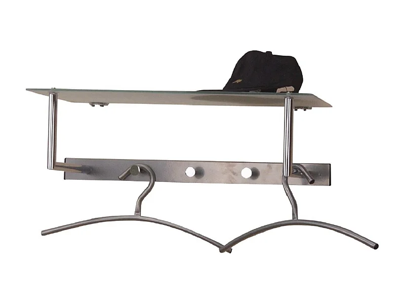 Porte-manteau mural étagère avec métal argentée 60 x 31 x 15 cm MED05077