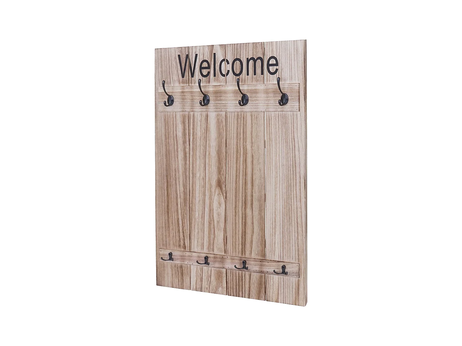 Porte-manteau mural Welcome panneau marron 60 x 8 x 91 cm 04_0001002